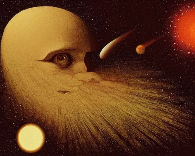 Image similar to universe a cosmology quest a mental state, a closeup simple vector pop surrealism, by ( leonardo da vinci ) and greg rutkowski and rafal olbinski