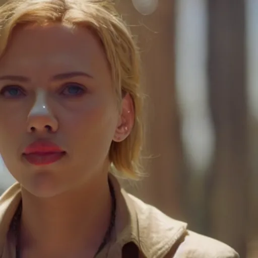 Image similar to live action still of scarlett johansson in true detective scene, film still, 8k, realistic