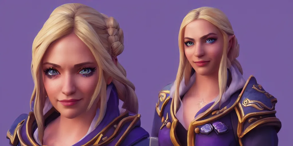 Prompt: A portrait of Jaina Proudmore (World of Warcraft). 3d render, octane render, game art, realistic, highly detailed, trending on artstation, 4k, trending on artstation, pixar, cgsociety, unreal engine 5, redshift render, trending on artstation, blender, behance, cg