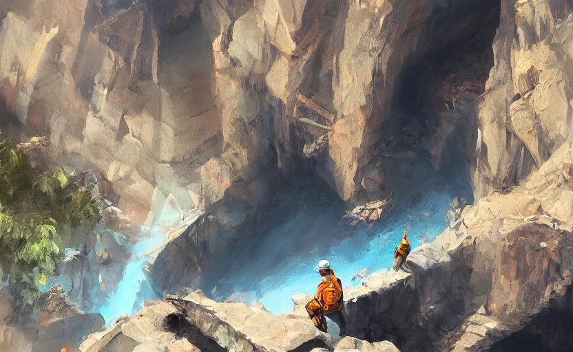 Prompt: A pipeling going along a canyon, digital art, artstationhq