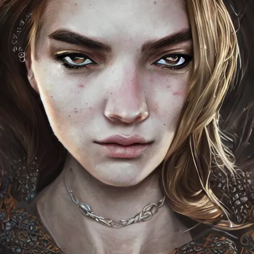 Image similar to a close up portrait of a Alyx Vance, D&D, fantasy, intricate, elegant, highly detailed, digital painting, polaroid, concept art, smooth, sharp focus, illustration, art by Viktor Antonov