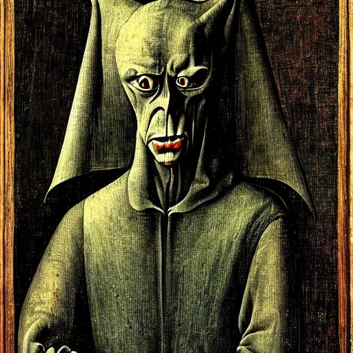 Image similar to portrait of a demon by hieronymous bosch