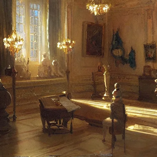 Prompt: detailed cinematic wide shot of sucession mansion design spring light, painting by gaston bussiere, craig mullins, j. c. leyendecker