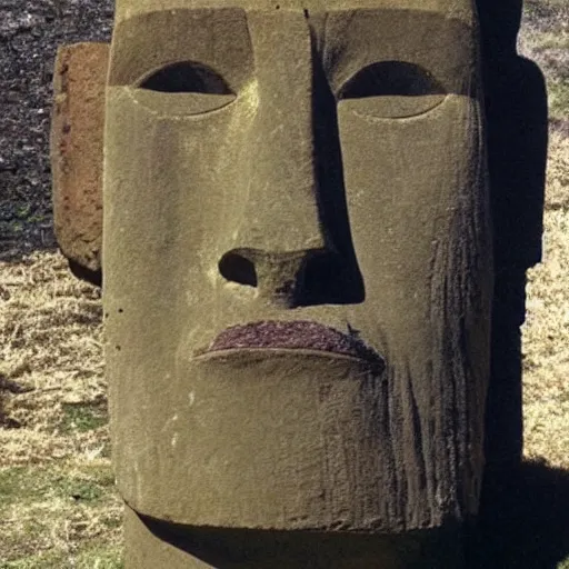 Image similar to easter island head that looks like frank zappa