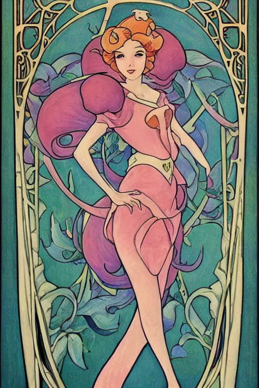 Image similar to beautiful art nouveau painting of princess peach