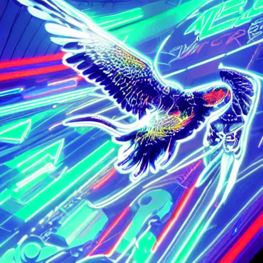 Image similar to neon cyberpunk eagle