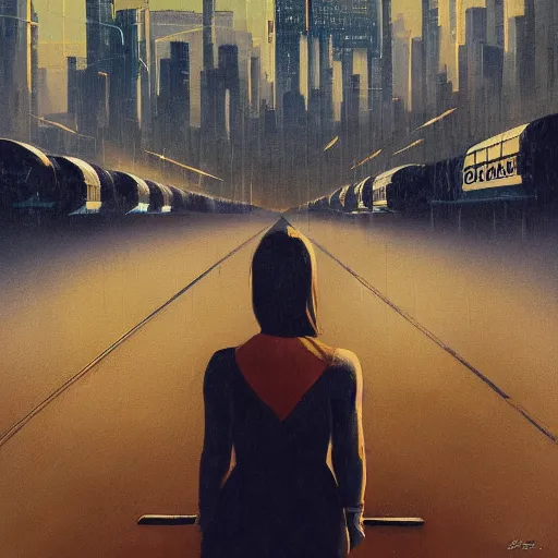 Image similar to detailed face of a woman, clockwork, moment, tectonic sky, skydome, bullet train, turbines, utopian, tech noir, wet reflections, prism, atmospheric, ambient, pj crook, syd mead, livia prima, nick alm, casey baugh