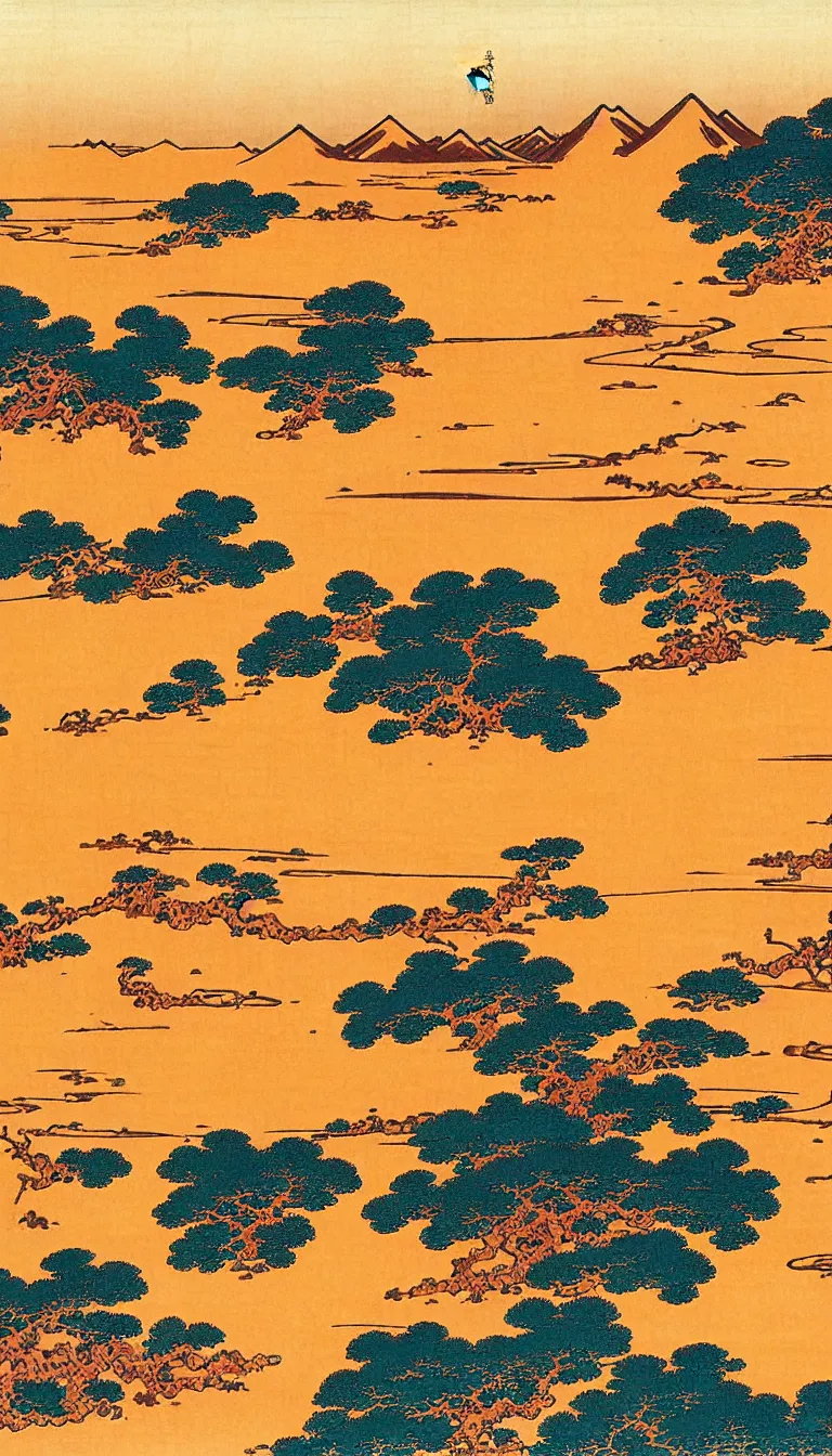 Image similar to saharan desert by hokusai