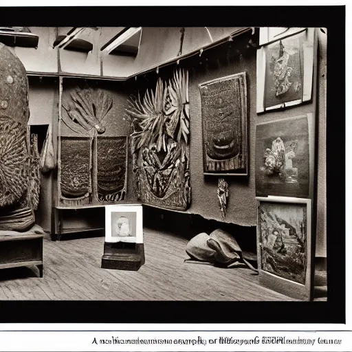 Image similar to an offset photography of an object on display, three colors, ( anthropology of wonder ), ( ( exotic artifacts ) ), bauhause, ( tropicalism ), ( colonial expedition ), exhibition, 6 0 s style, 1 2 0 0 dpi