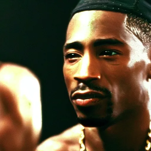 Prompt: a film still from menace to society. starring tupac shakur