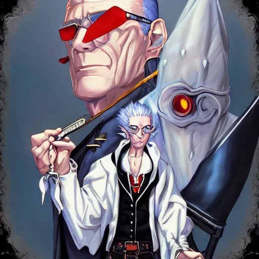 Image similar to portrait of Hank Hill Vampire Hunter Jean-auguste dominique ingres peter mohrbacher dave dorman castlevania sotn kingdom hearts artwork tombow