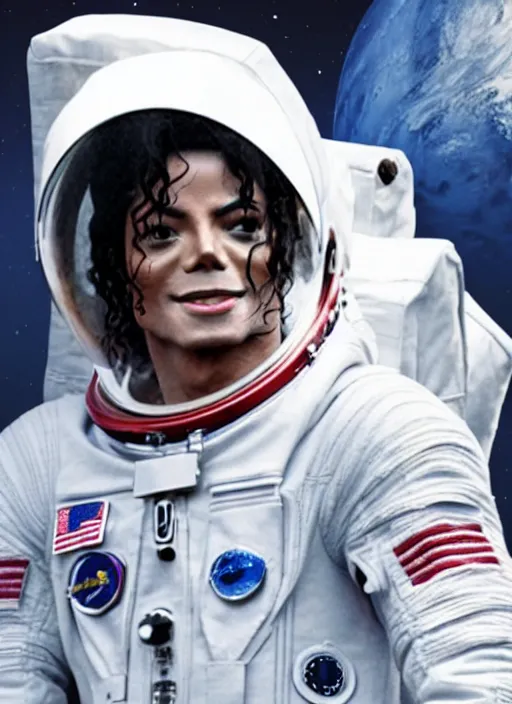 Prompt: film still of michael jackson as an astronaut in the movie the martian, full-shot, 4k