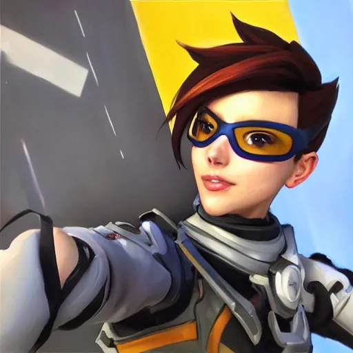 Image similar to tracer from overwatch smartphone selfie Richard Schmid