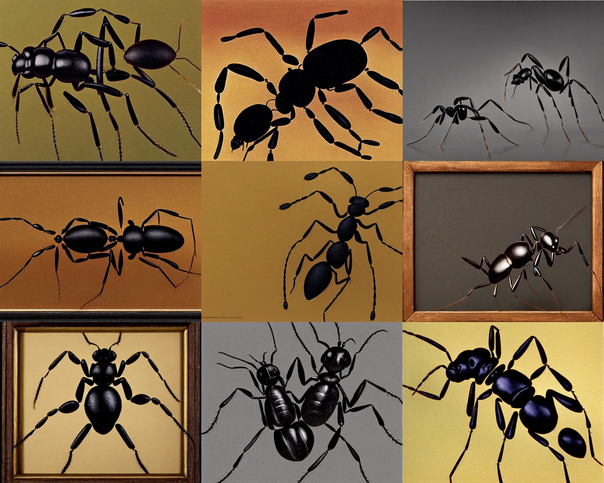 Prompt: ' The black ant is one of the most important art objects of our era. Ants like the kind shown in this artwork can be beautiful, but they also show us the most basic human traits. The black ant is a unique artistic style. Ants are such a fascinating organism. They're like the best of all science-fiction-inspired art. Ants exhibit an astonishing capacity for creativity and an aptitude for blending realism with color. The black ant is an expression of our need for adventure and creativity in our world. The black ants, as it turns out, have evolved the most advanced art to be found on Earth today.' La fourmi turquoise 200€ 03 Martha Arango paper mache Poussière de fourmis, 22 x 28.5 cm, 2015, SOLD Contemporary style ceramic decorative object ANT ROSE '''Look to the Ant...'' original fine art by Rosemary Antel' Christine Erm Tiere Tiere Land Pair Of Black Ant Metal Statues Insect Bichos amarillos Black Beetle ant sculpture Mixed Media