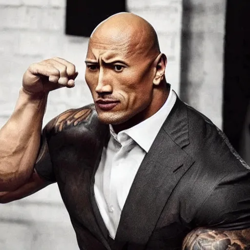 prompthunt: dwayne the rock johnson in eyebrow raise