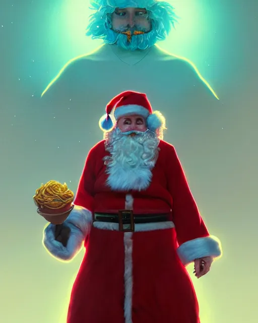 Image similar to highly detailed surreal vfx portrait of a candypunk santa, stephen bliss, unreal engine, greg rutkowski, loish, rhads, beeple, makoto shinkai and lois van baarle, ilya kuvshinov, rossdraws, tom bagshaw, alphonse mucha, global illumination, detailed and intricate environment