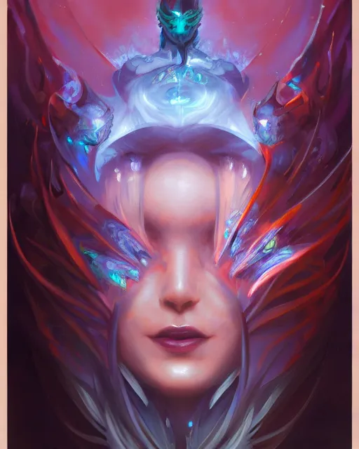 Image similar to portrait of a beautiful demonic cybernetic emanation, by pete mohrbacher and artgerm and wlop, digital art, highly detailed, intricate, fantasy, mystical, Trending on Artstation HQ, deviantart, unreal engine, 4K UHD image