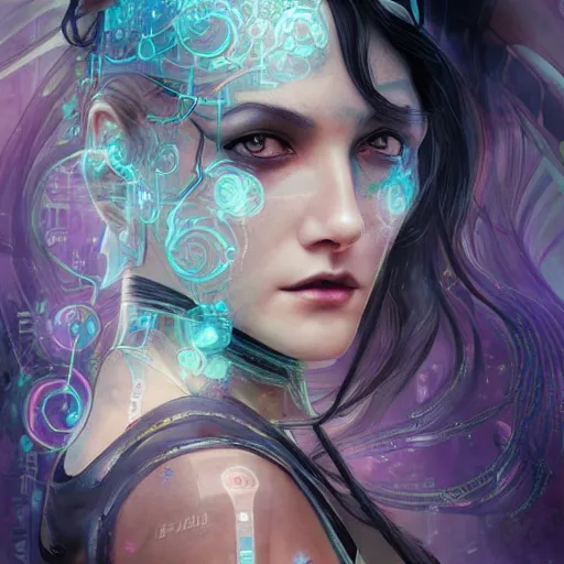 Image similar to an art nouveau, ( cyberpunk ), multi - racial portrait in the style of anna dittmann and charlie bowater and chanthara. very large, clear, expressive, and intelligent eyes. centered, ultrasharp focus, dramatic lighting, photorealistic digital matte painting, intricate symmetrical ultra detailed background.