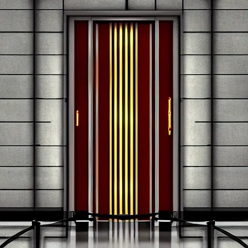 Image similar to photograph hyperrealistic art - deco sci - fi door