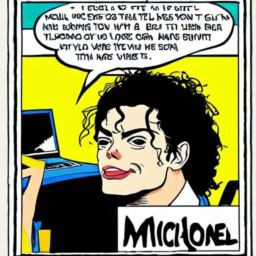 Image similar to michael jackson learn javascript, vintage comic