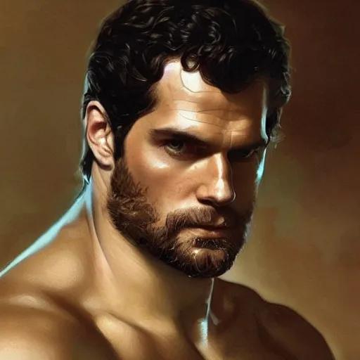 Image similar to Henry Cavill as a Greek god, gorgeous, amazing, muscular, intricate, highly detailed, digital painting, artstation, concept art, sharp focus, illustration, art by greg rutkowski and alphonse mucha