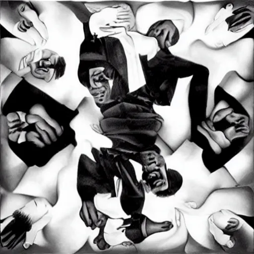 Image similar to Michael Jackson in the style of Escher