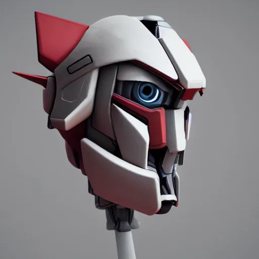 Image similar to gundam head, v - fin, octane render, soft light, mekka, highly detailed illustration, custom design, dribbble. com, by secondsyndicate studio,