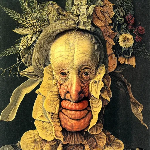 Image similar to a portrait of a old woman by arcimboldo.