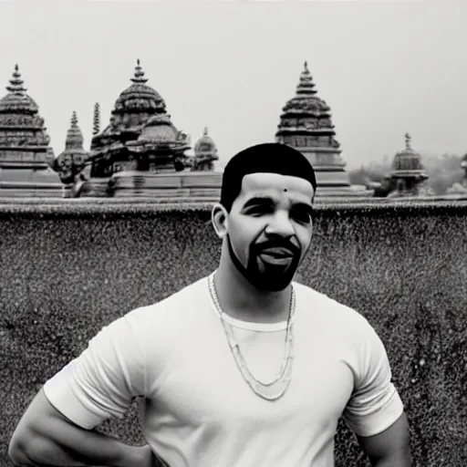 Image similar to drake, hindu temple in background, photograph