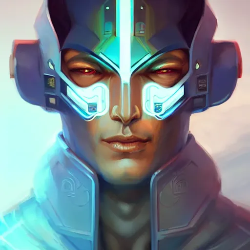 Image similar to a portrait of a handsome cybernetic egyptian god, cyberpunk concept art by pete mohrbacher and wlop and artgerm and josan gonzales, digital art, highly detailed, intricate, sci-fi, sharp focus, Trending on Artstation HQ, deviantart, unreal engine 5, 4K UHD image