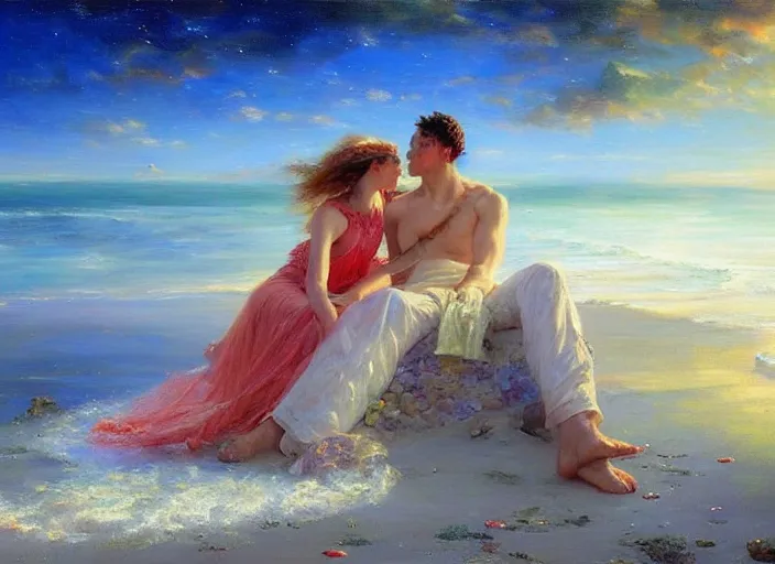 Prompt: cosmic ocean on the beach by vladimir volegov and alexander averin and delphin enjolras and daniel ridgway knight
