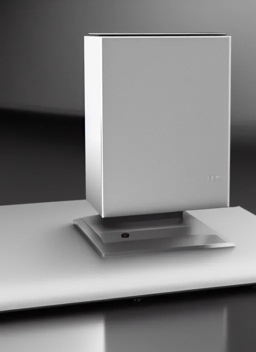 Image similar to mini pc case, brushed aluminum, detailed 3 d render, global illumination, unreal engine, dribble trending, designed by dieter rams