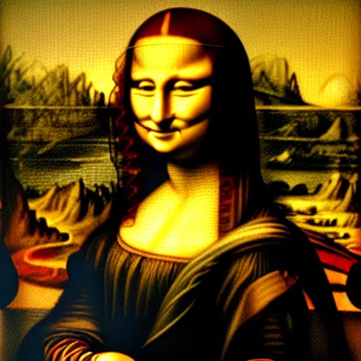 Image similar to cat face on mona lisa painting