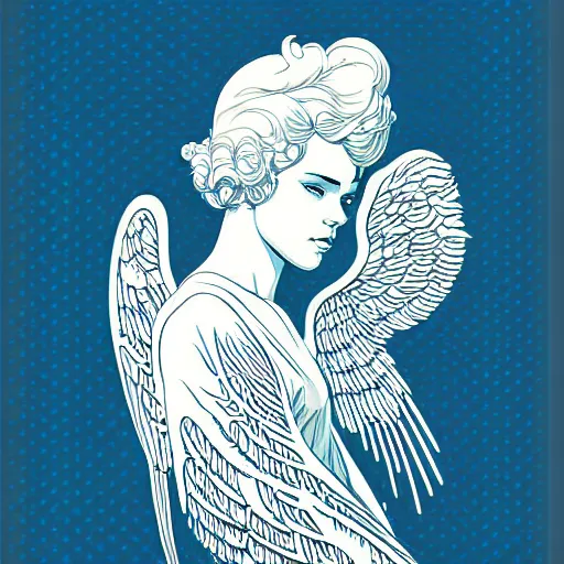 Prompt: silhouette of an angel illustration, vector art style, medium shot, intricate, elegant, highly detailed, digital art, ffffound, art by JC Leyendecker and sachin teng