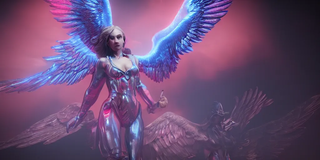 Prompt: a photo of 8k ultra realistic pink and blue phoenix archangel in a dark room, ornate, cinematic lighting, trending on artstation, 4k, hyperrealistic, focused, high details, unreal engine 5, cinematic, masterpiece