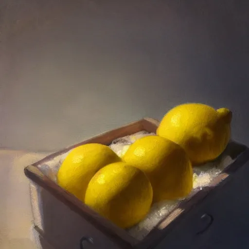 Image similar to chest full of lemons, beautiful light