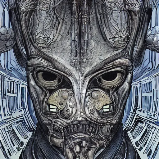 Prompt: Alien portrait by James Jean, Giger and Zack Snyder