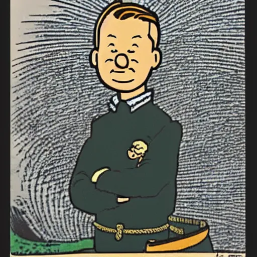 Prompt: portrait of tintin, by herge