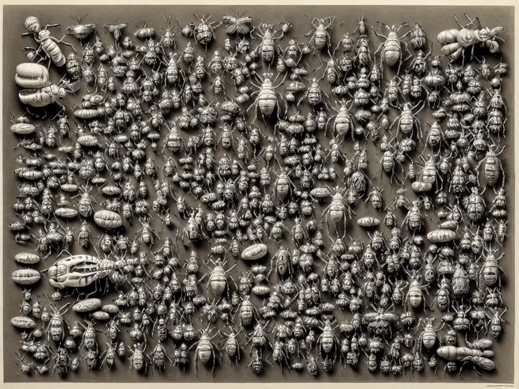 Image similar to by laurie lipton, a bunch of toys that are in the air, polycount, rococo, made of insects,