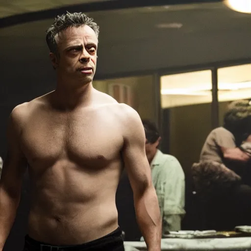 Image similar to Homer in the movie Fight Club 8k hdr movie still