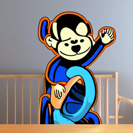 Image similar to sticker monkey shows call me gesture