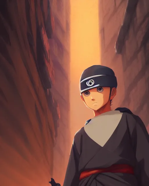 Image similar to boy in hidden leaf village ninja, medium shot close up, details, sharp focus, illustration, by jordan grimmer and greg rutkowski, trending artstation, pixiv, digital art