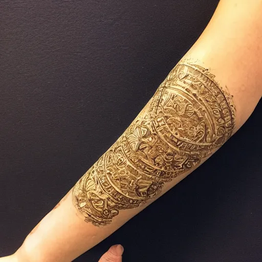 Image similar to an forearm with an intricate baroque ornament