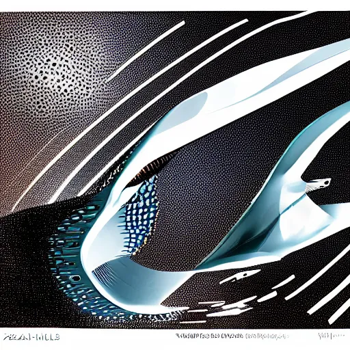 Image similar to zaha hadid illustration of a shark, Alien mouth