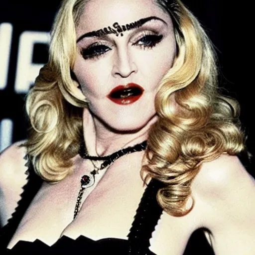 Prompt: Madonna as an agent of men in black