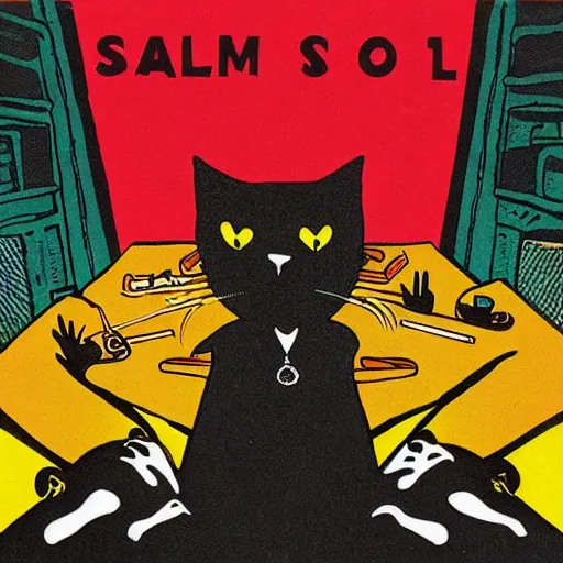 Image similar to salem the cat hip hop album cover art 1 9 9 0 s