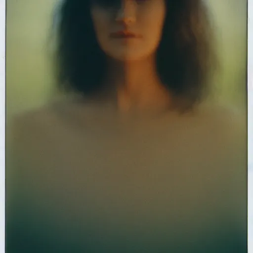 Prompt: portrait of a very pretty woman! symmetric face, a polaroid photo, petzval lens. featured on flickr, art photography, photo taken with provia, photo taken with ektachrome