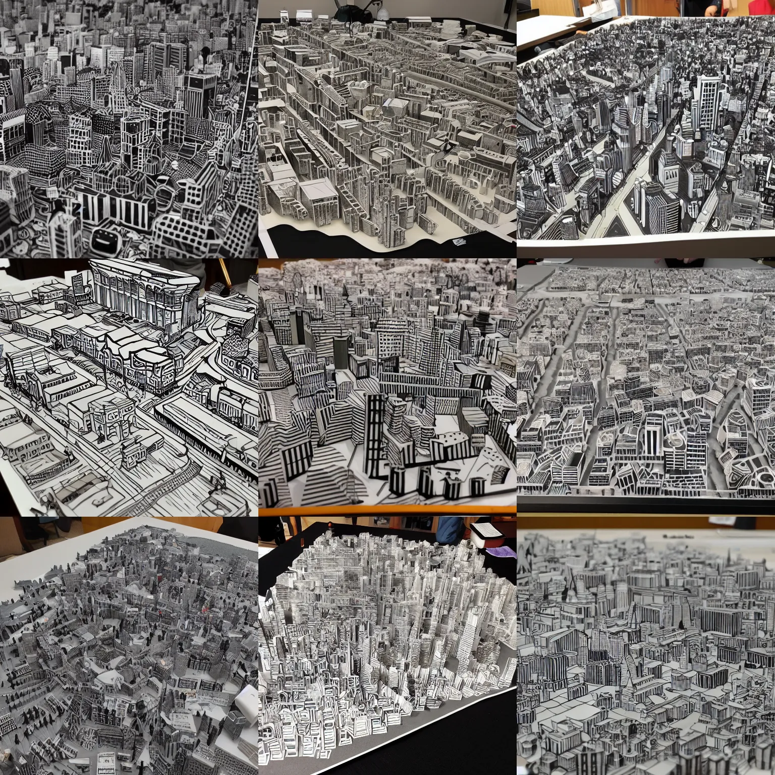 Prompt: impressively detailed giant construction-paper diorama of Shibuya, clean lines, held together with rubber cement