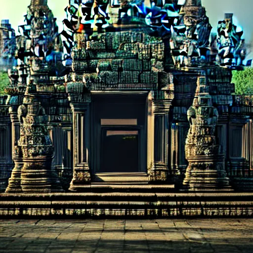 Prompt: a cyberpunk angkor thom, photorealistic, blade runner, highly detailed