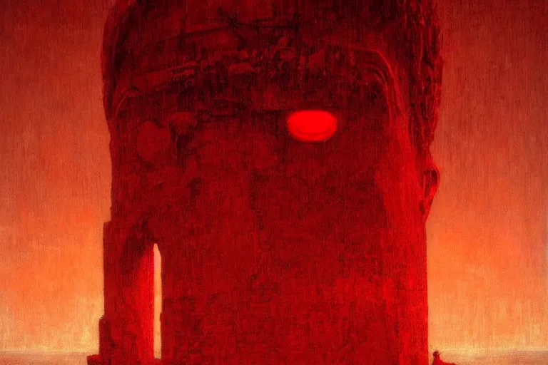 Image similar to only with red, caesar after war, a red tiger, in hoc signo vinces, rome in background, an ancient path, in the style of beksinski, part by hopper, part by rodcenko, part by hofbauer, intricate composition, red by caravaggio, insanely quality, highly detailed, masterpiece, red light, artstation